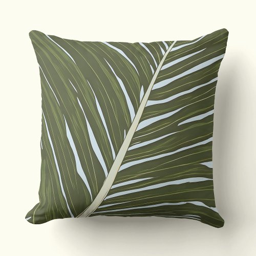 Serene Paradise Palm Leaf Large Outdoor Pillow