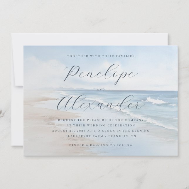 Serene Pastel Beach Waves Invitation (Front)