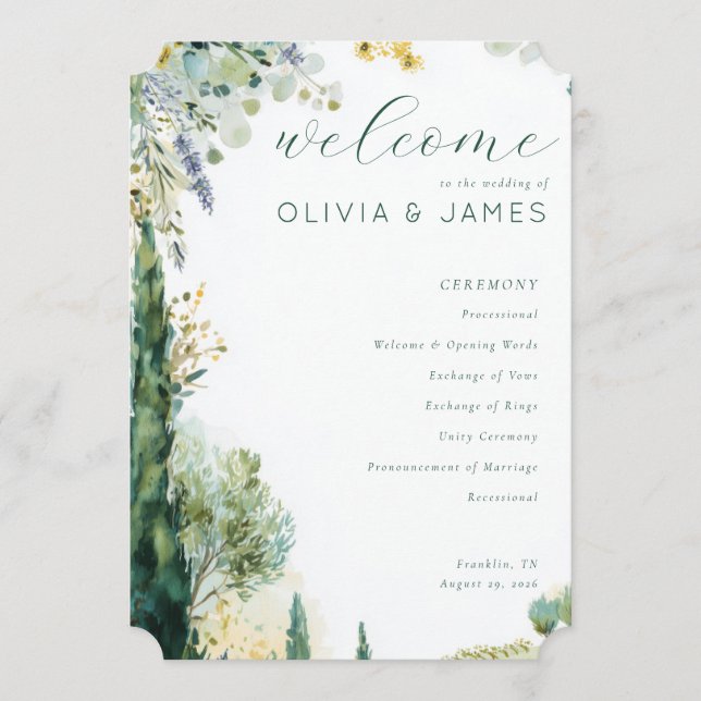 Serene Pastel Botanical Wedding Program (Front)