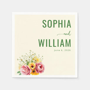 Serene Pastel Floral Bouquet Napkins