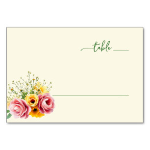 Serene Pastel Floral Bouquet Table Number