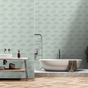 Serene Pastel Green & Mint Textured Gingko Leaves Wallpaper