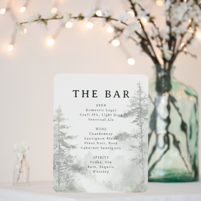 Serene Pastel Watercolor Bar Menu Foam Board (In Situ (Wedding))