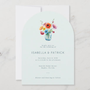 Serene Pastel Watercolor Floral Jar Invitation