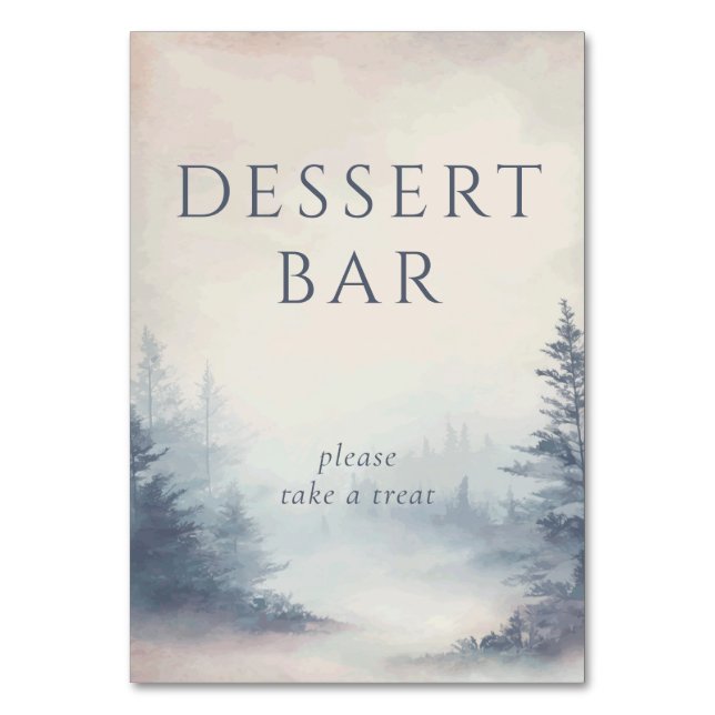 Serene Pastel Watercolor Forest Scene Table Number (Front)