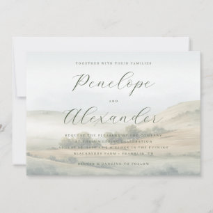 Serene Pastel Watercolor Landscape Invitation