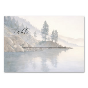 Serene Pastel Watercolor Landscape Table Number