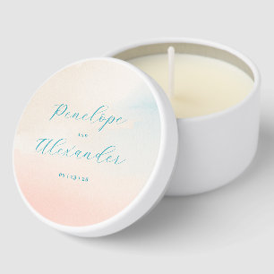 Serene Pastel Watercolor Names Mini Candle Favors