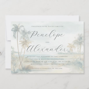 Serene Pastel Watercolor Palm Trees Invitation