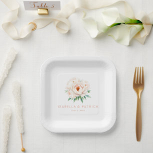 Serene Pastel Watercolor Peonies Paper Plates