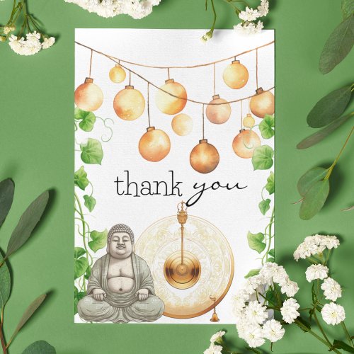 Serene  Peaceful  Budha Statue and Greenery Thank You Card