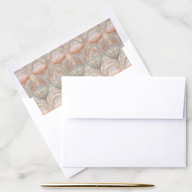 Serene Peach Floral Nouveau Envelope Liner (Desk)