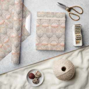 Serene Peach Floral Nouveau Wrapping Paper