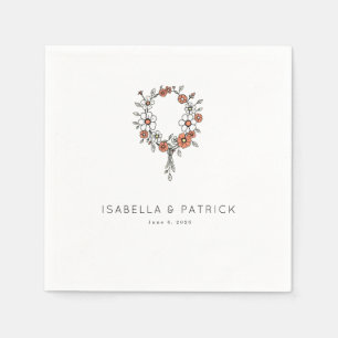 Serene Peach Floral Wreath Napkins