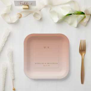 Serene Peach Minimalist Typographic Paper Plates
