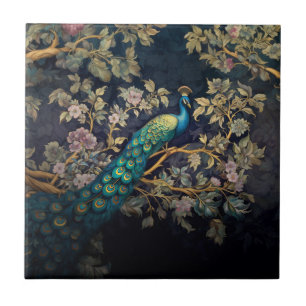Serene Peacock Rhapsody Ceramic Tile