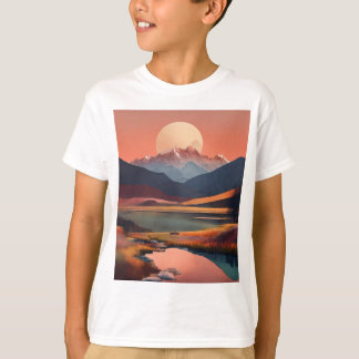 Serene Peaks: A Minimalist Landscape T-Shirt 