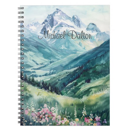 Serene Peaks A Watercolor Majestic Mountains Notebook