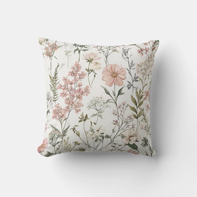 Serene Petals Throw Pillow (Front)
