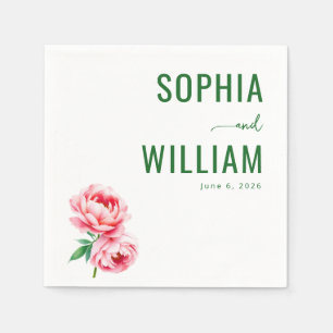 Serene Pink Floral Peonies Napkins