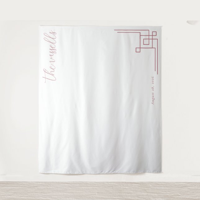 Serene Pink Geometric Calligraphy Tapestry (Front)