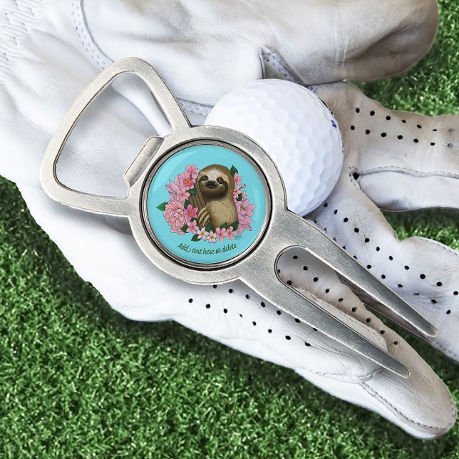 Serene Pink Lighthearted Sloth Floral Divot Tool (Creator Uploaded)