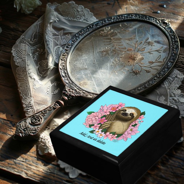 Serene Pink Lighthearted Sloth Floral Gift Box (Creator Uploaded)