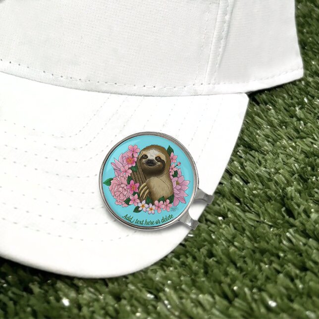 Serene Pink Lighthearted Sloth Floral Golf Hat Clip (Creator Uploaded)
