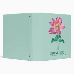 Serene Pink Lotus Teal Professional Therapist 3 Ring Binder