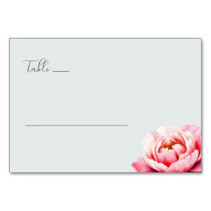 Serene Pink Minimalist Peony Table Number