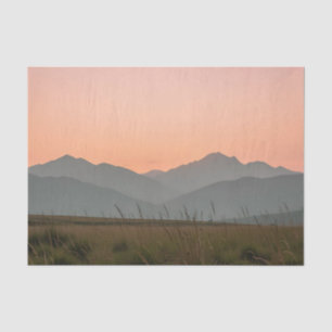 Serene Pink Sunset Mountains Wild Grass Landscape Tissue Paper