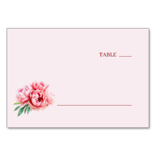 Serene Pink Watercolor Peony Table Number