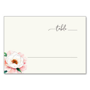 Serene Pink Watercolor Peony Table Number