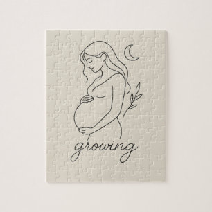 Serene Pregnancy Line Art Minimalist Sticker  Jigsaw Puzzle