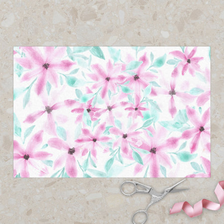 Serene Pretty Soft Pink Watercolor Flowers 