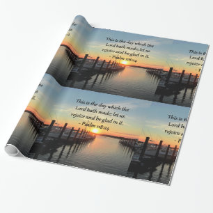 SERENE PSALM 118:24 SUNSET OVER THE LAKE WRAPPING PAPER