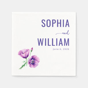 Serene Purple Floral Poppies Napkins