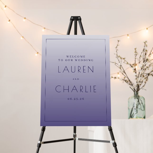 Serene Purple Gradient Wedding Sign (In Situ (Stand))