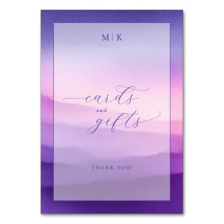 Serene Purple Gradients With Calligraphy Table Number