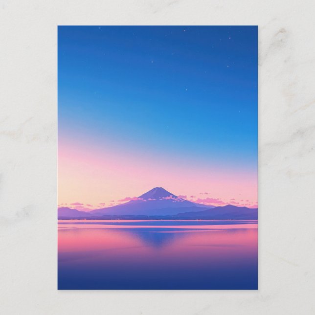 Serene Purple Mountain Lake Sunset Postcard (Front)