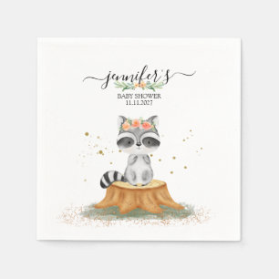 Serene Raccoon Forest Baby Party Napkins
