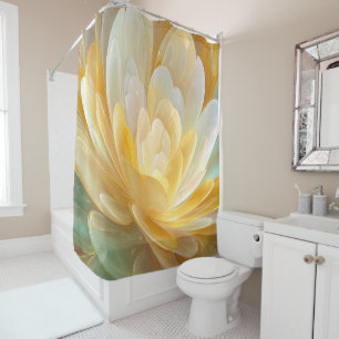 Serene Radiance of Golden and Aqua Petal Layers Shower Curtain