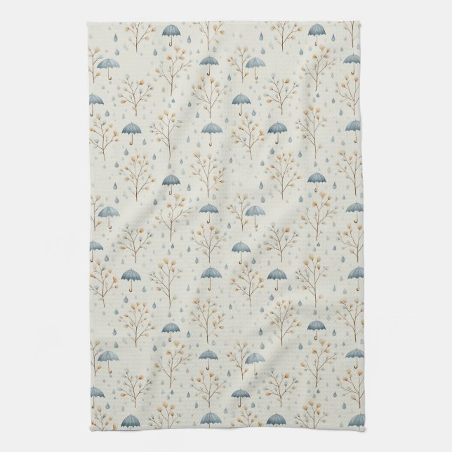 Serene Rain Garden Floral Pattern (10) Kitchen Towel (Vertical)