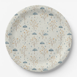 Serene Rain Garden Floral Pattern (10) Paper Plates
