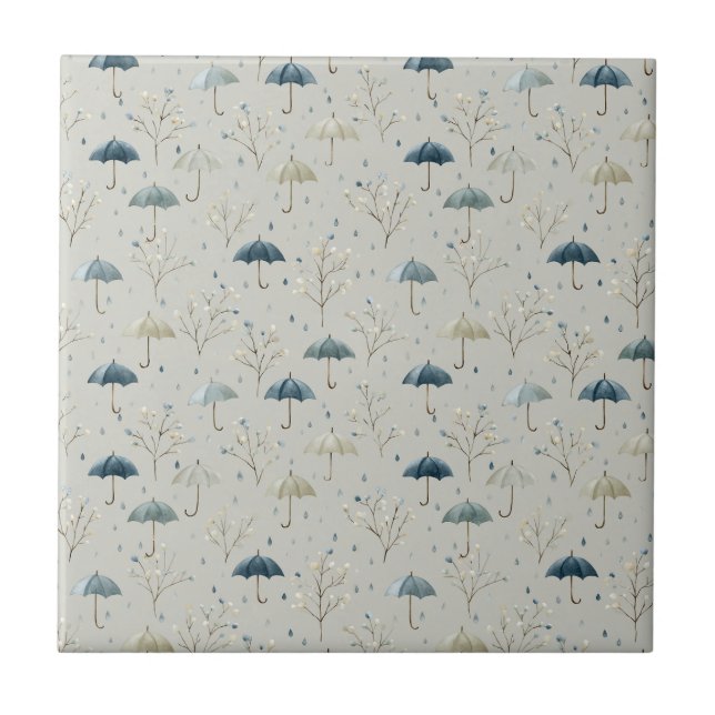 Serene Rain Garden Floral Pattern (11) Ceramic Tile (Front)