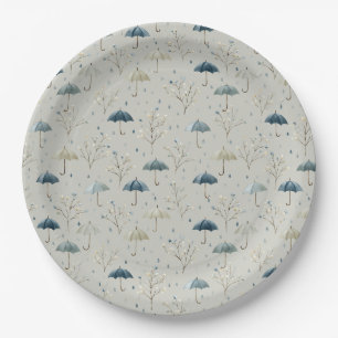 Serene Rain Garden Floral Pattern (11) Paper Plates
