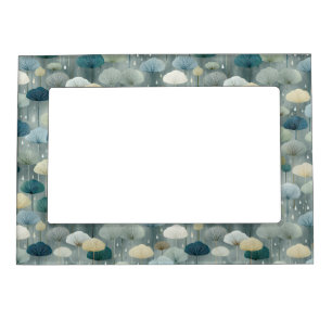 Serene Rain Garden Floral Pattern (1) Magnetic Frame