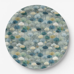 Serene Rain Garden Floral Pattern (1) Paper Plates