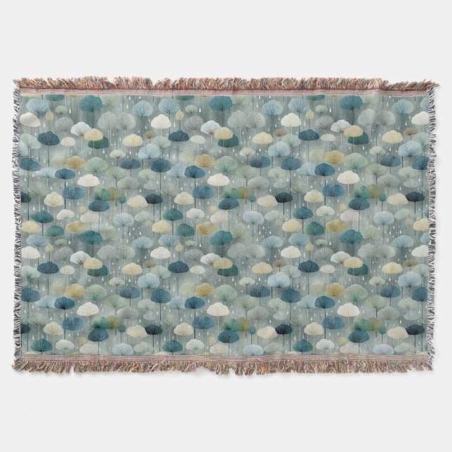 Serene Rain Garden Floral Pattern (1) Throw Blanket (Front)