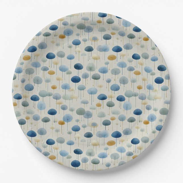 Serene Rain Garden Floral Pattern (2) Paper Plates (Front)